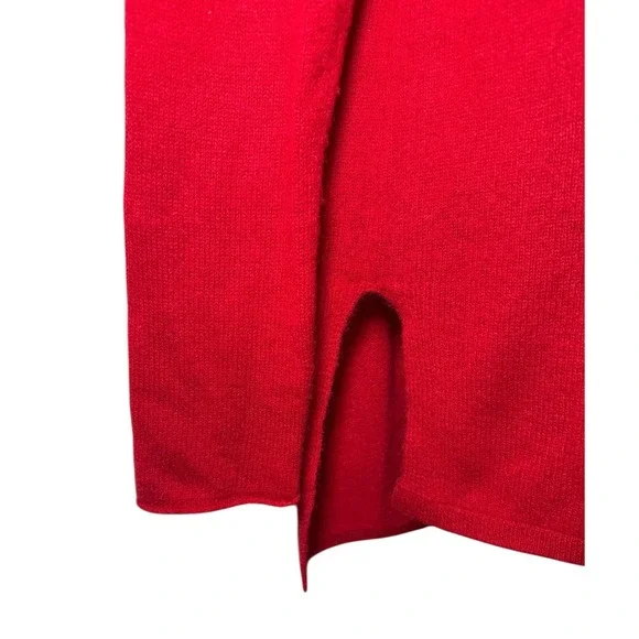 Belle France Cashmere V Neck Sweater Red Long Sleeve Side Slit Womens S Pullover - Picture 6 of 9
